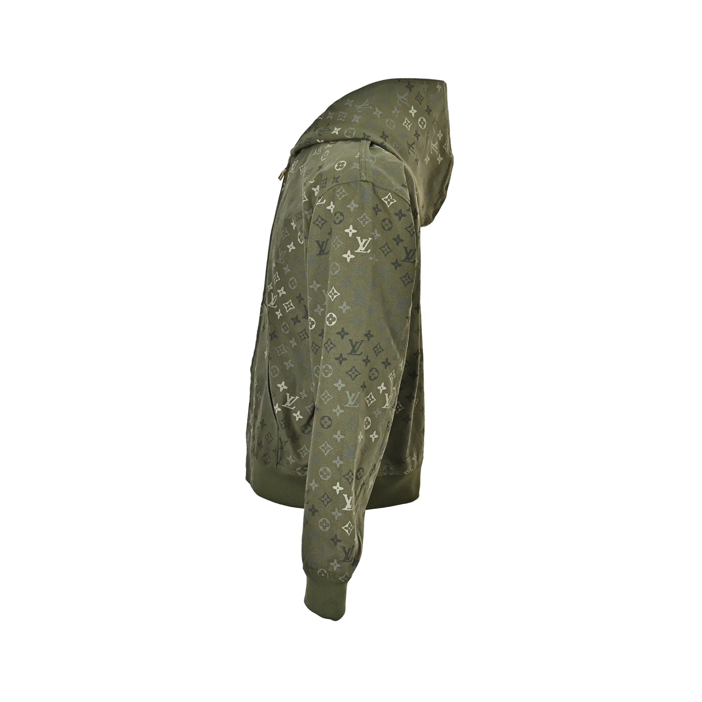 Louis Vuitton/Louis Vuitton Presbyopia printed army green zipper hooded jacket